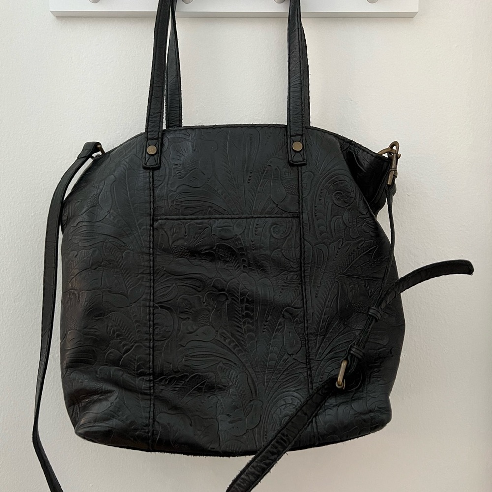 American Leather Co. Black Embossed Tote Bag - Saratoga